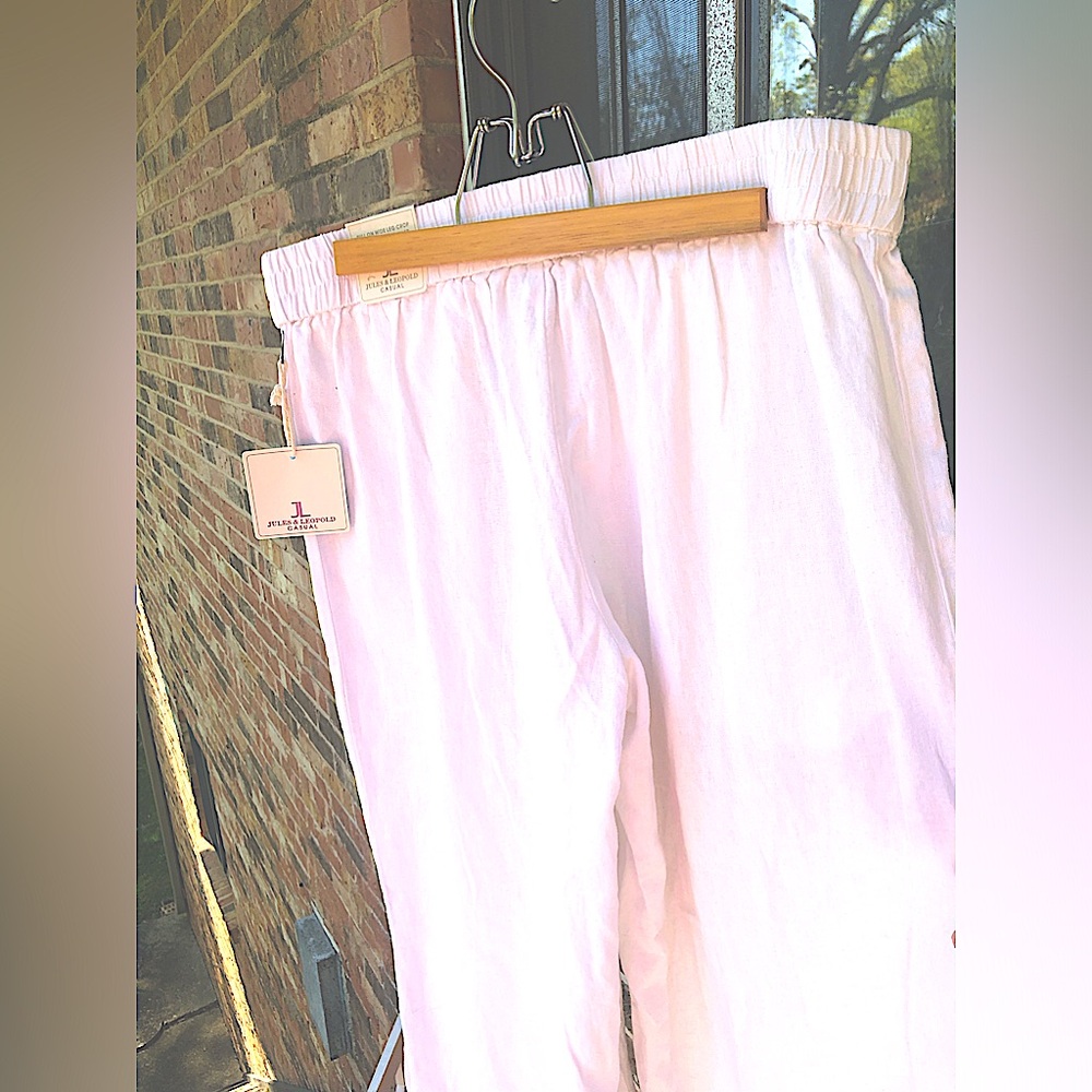 Jules & Leopold Pull On Wide Leg Crop Pants Rayon Linen Blend Womans Size Large - Picture 7 of 10